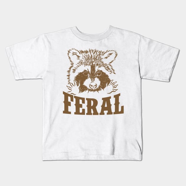 Feral raccoon shirt, funny raccoon meme, Vintage Cartoon T Shirt, Aesthetic Tee, Unisex Kids T-Shirt by Justin green